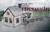 Teckning på Örebros första föreningsgård, Nygategården, 1942