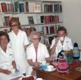 Fika i sjukhusbiblioteket, augusti 1968