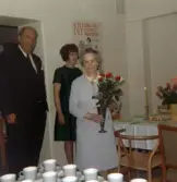 Bibliotekarie blir firad på sin 60 år-dag på Sjukhusbiblioteket, 1970