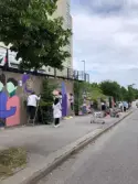Muralmålning i Brandbergen.