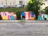 Muralmålning i Brandbergen.