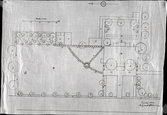 Skolområdet. Arbetsritning över trädgård juli 1933 av Sigurd Ohlsson.