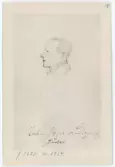 Porträtt tecknat på Prost Johannes Lindqvist i Jäder (Strängnäs stift). Född 16 Juli år 1820 i Jönköping. Död 28 april år 1884.