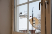 Vänersborg, Norra skolan. Slöjdsal, textilslöjd. Utsikt från fönster