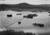 Flygfoto över Siljan och Gesundaberget.