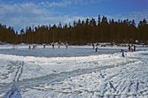 Skridskoåkning på Ånnabodasjön, februari 1983