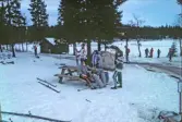 Skidåkning vid Ånnabodasjön, februari 1983