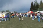 Besökare på den årliga vildmarksmässan i Ånnaboda, maj 1991