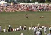 Stor publik vid agility på Vildmarksmässan i Ånnaboda, maj 1991