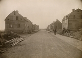 Bostadsbebyggelse under uppförande på Åbyäng i Åby, Mölndal, omkring 1924.
