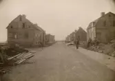 Bostadsbebyggelse under uppförande på Åbyäng i Åby, Mölndal, omkring 1924.
