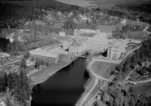 Flygfoto över Tidstrands yllefabriker, Sågmyra.