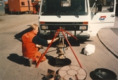 Reparatör från Värmeverket i arbete, 1980-tal