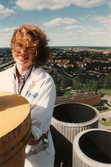 Skorstensarbete på Åbyverkens tak, 1996-06-14