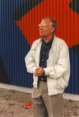 Kommunfullmäktiges ordförande Mats Sjöström vid invigning av oljetanken på Åbyverken. 1999-06-02