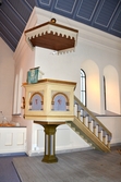 Predikstol med baldakin. St. Sigfrids kyrka, Nybro kommun, Kalmar län.