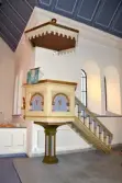 Predikstol med baldakin. St. Sigfrids kyrka, Nybro kommun, Kalmar län.