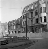 Staket uppsatt vid renovering av fastigheten Klostergatan 18, mars 1973