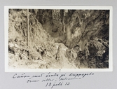 Canyon vid Yellowstone och pilen pekar på ett örnnäste med en örn i detsamma, 1913-07-18