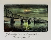 Månsken över järnvägsbro i Davenport i Iowa, 1913