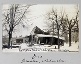 Vykort på raserat hus efter tornado i Omaha i Nebraska, 1913-13-23