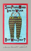 Komiskt kort på färgglada hängselbyxor, 1913