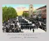 Vykort på universitetsbataljonen i Madison i Wisconsin, 1913