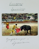 Vykort på tjurfäktning i Spanien, 1913
