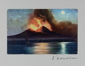 Vykort på utbrott i vulkanen Vesuvius, 1913