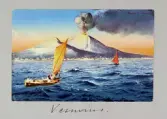 Vulkanutbrott på Vesuvius sett från havssidan, 1913
