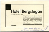 Annons för Bergstugan som drevs av Dagny Sundling.