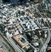 Flygfoto från södra infarten mot norr, 1970-tal
