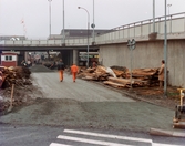 Mölndals centrum, omkring 1975-1980. Vägarbete vid Nygatan.