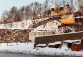 Mölndals Kvarnby i januari 1984. Grävarbete vid 