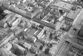 Flygfoto över kvarteren vid Rudbecksgatan och Drottningatan, 1979-07-29