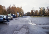 Återvinningsstation på Diabasgatan i Lundby, 1990-tal