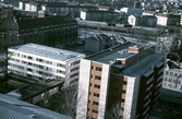 Vy över kvarteret Tunnbindaren från Drottninggatan mot sydöst, 1970-tal