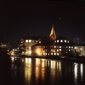 Kvällsljus över Konserthuset och telehuset, 1970-tal