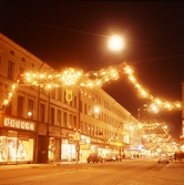 Julbelysning på Drottninggatan mot söder, 1960-tal