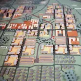 Modell över det planerade bostadsområdet Karlslund, 1970-tal