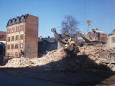 Rivning av skobandsfabriken på Jakobsgatan, 1973