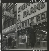 1690 New York allmänt (N.Y. Herald Tribune). K W Gullers framför Sheffield Farms Milk bar.