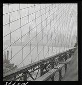 1690 New York allmänt (N.Y. Herald Tribune). Vy över skyline från bro.