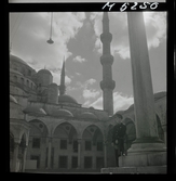 1717/K Istanbul allmänt. Turist på gården till den Blå moskén.