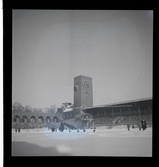 Helikoptern landar på Stadion, 1947.
