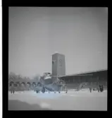 Helikoptern landar på Stadion, 1947.