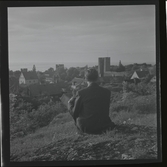 Visby i fågelperspektiv och ringmuren, 18 juni 1944.