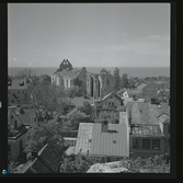 Visby i fågelperspektiv och ringmuren, 18 juni 1944.