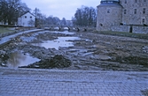 Svartån torrlagd mellan slottet och Henry Allards park, 1990-tal
