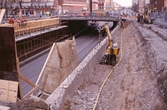 Armeringsarbete av väggsektion till Rudbeckstunneln, 1990-tal